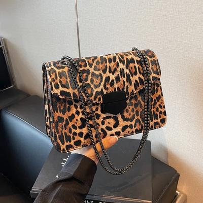 Hochwertige kleine quadratische Tasche mit Leopardenmuster, neue, vielseitige diagonale Umhängetasche mit femininem Nischendesign