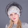 Autumn and Winter Women's Rabbit Fur Cap Casual Warm Ear Protection Knitted Caps