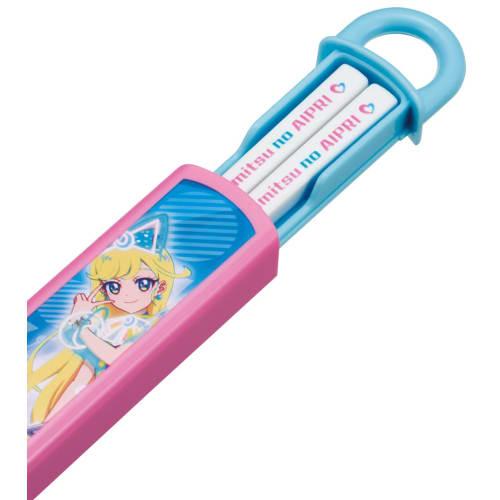 Skater Chopsticks and Chopstick Case Set for Kids, Lunch Box, 16.5cm, Made In Japan, Dishwasher Safe, Sliding Design, Secret Eye Puri, Girl's ABS2AMAG