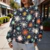 Women's Casual Christmas Print Crewneck Sweatshirt Pullover Top for Holiday Wear