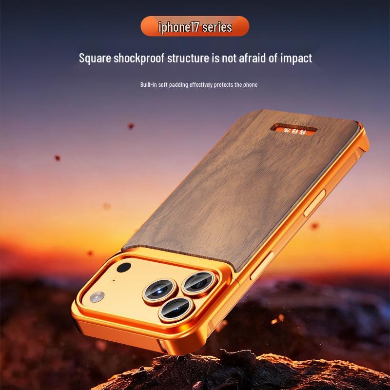 Walnut ProMax 16/15 Original Wood Magnetic Suction Phone Case with Aroma Metal Borderless Protection