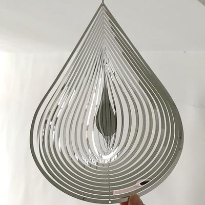 Schlagender Windrad Tropfenform Edelstahl 3D Rotierende Windspiel Glocke