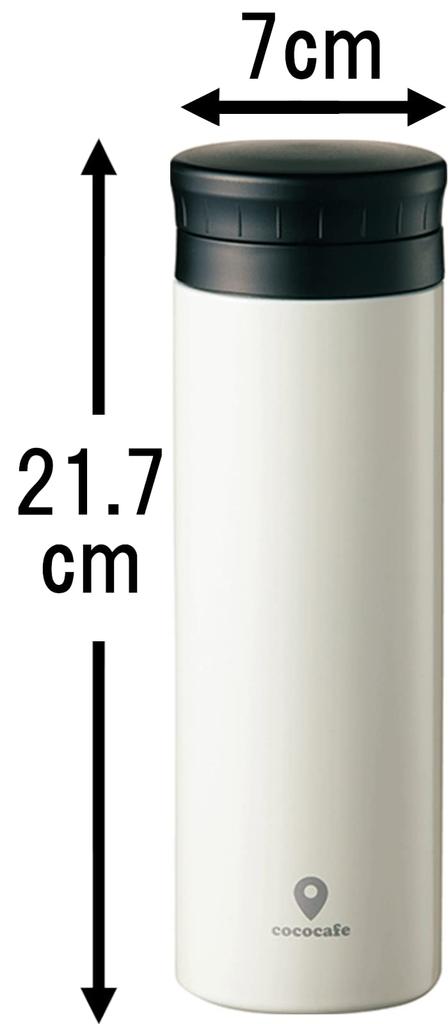 Kakusee cococafe Vacuum Double-Layered Mug, 500ml, White, Lightweight Model