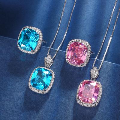Schmuck Kupferboden Vergoldetes Schmuckset Simulationsfarbe Schatz Fett Quadratisches Temperamentset Weiblich 12 * 14