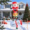 Christmas Inflatable Stacked Santa Reindeer Snowman with LED Lights, 2.4M Hanging Xmas Blow Up Decor for Yard Garden Holiday Party