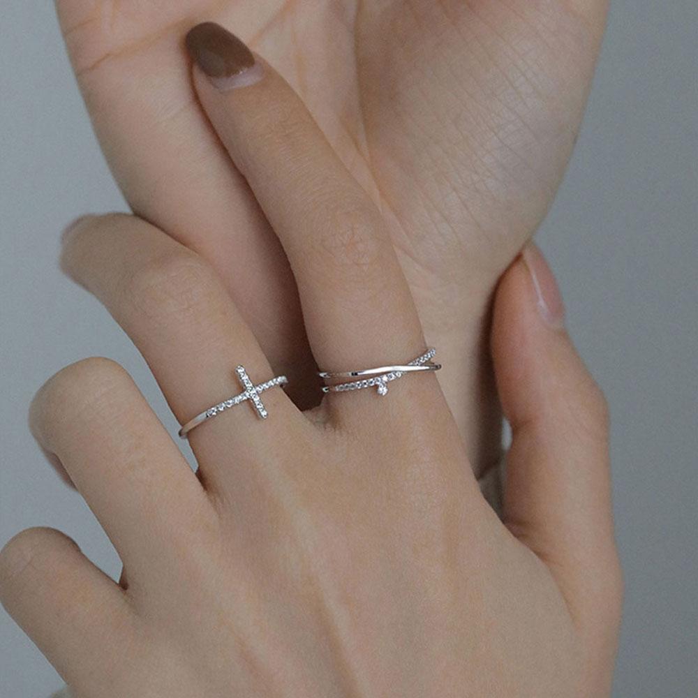 

Personality Fashion Silver Color Korean Finger Rings Open Rings Jewelry Accessories Zircon Ring