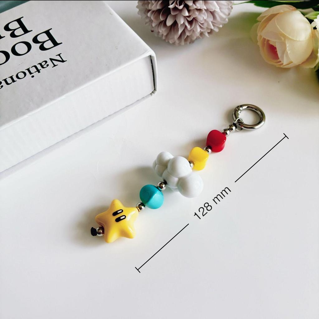 White Cloud Charm Star Bead Keychain & Mobile Phone Accessory