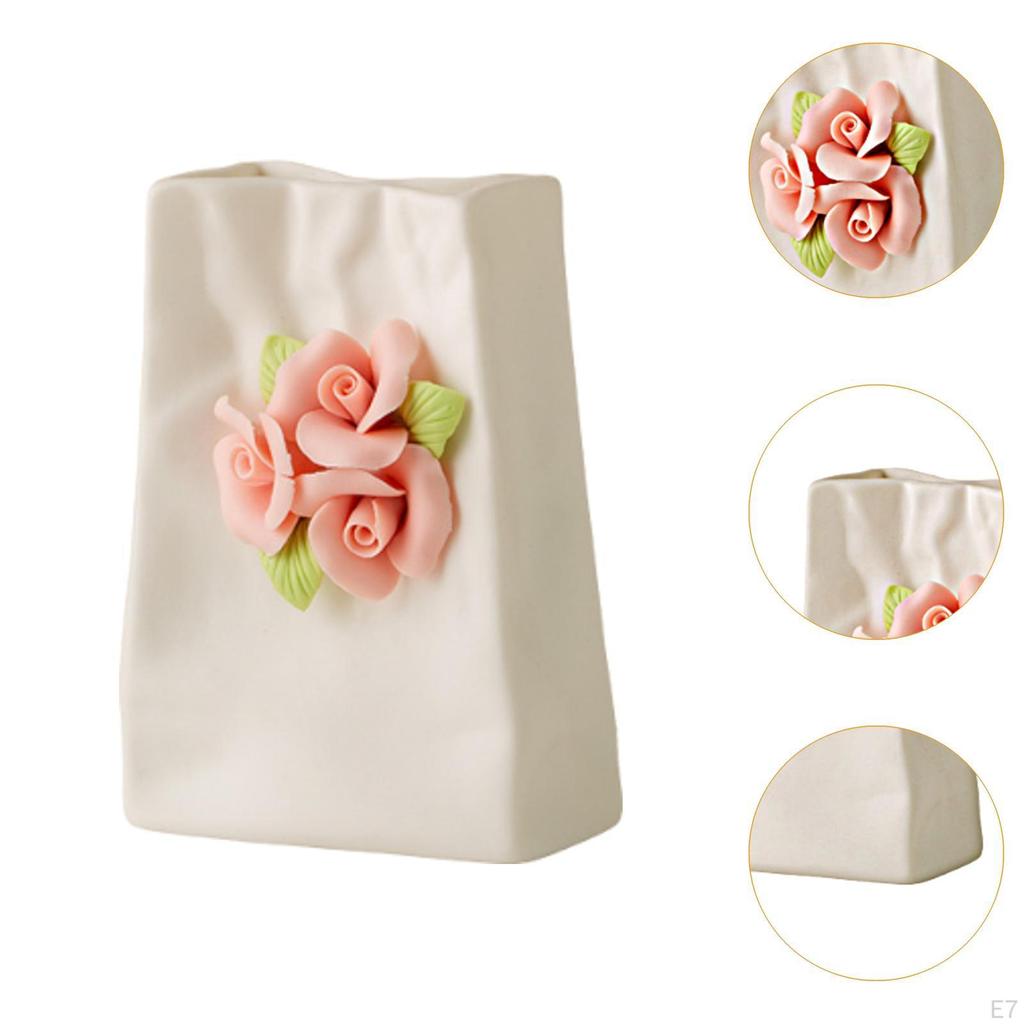 Chinese Handmade Porcelain Flower Vase Holder Desk Decoration Flowerpot for Holidays Birthday