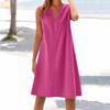 Women's cotton and linen dress summer sleeveless comfortable travel beach dress fashionable spring and summer vacation wear