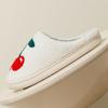 Fashion Super Cute Cherries Plush House Slippers for Women  Comfy Home Shoes   Flat Slip-on Slides   Platforms, Winter Slippers