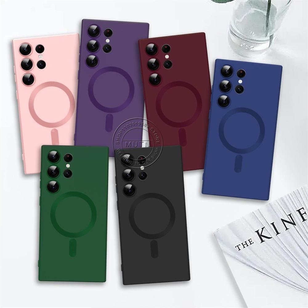 Matt Mjukt Skal för Samsung S24FE S25 S24 S23 S22 Note20 Ultra S21 S20 Plus FE Magsafe Telefonskal Stöttåligt Skal Anti-Repor