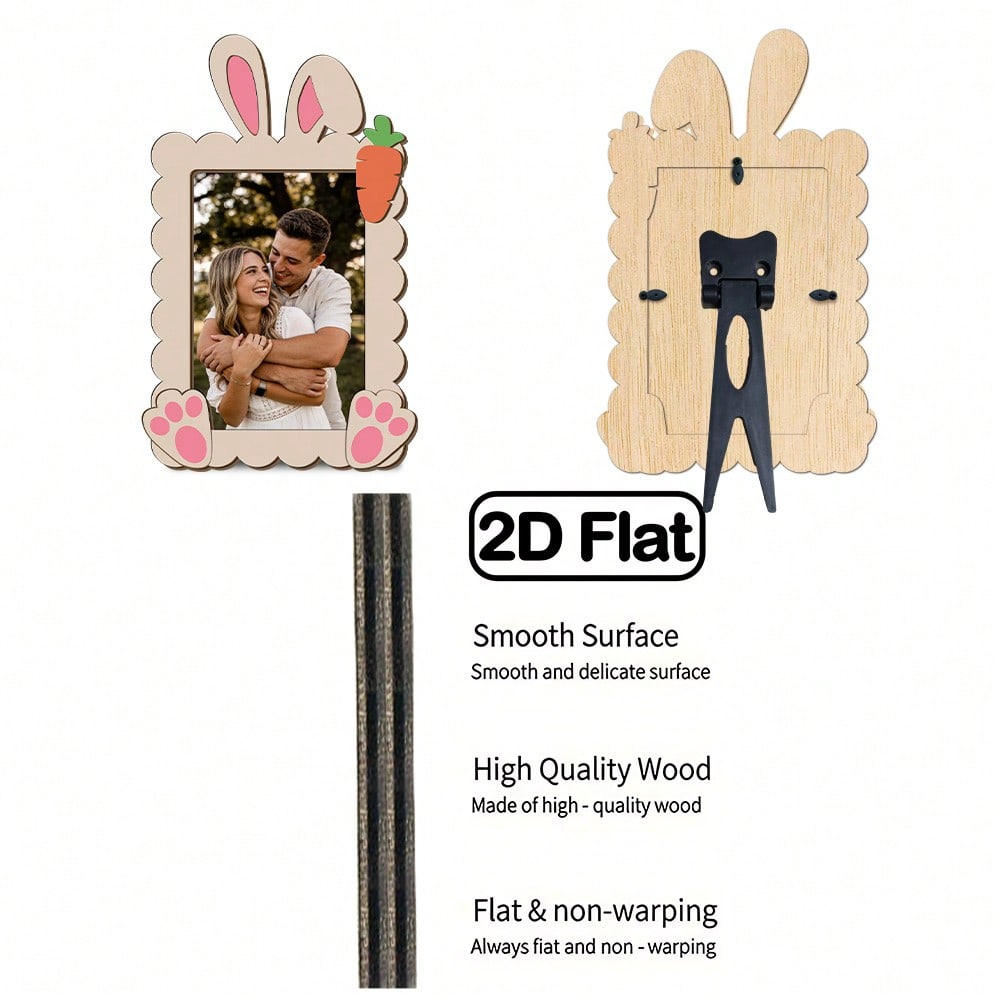 Bunny Picture Frame with Stand Wooden Decorative Tabletop Photo Postcard Display Picture Frame Gifts Home Office Table Tabletop