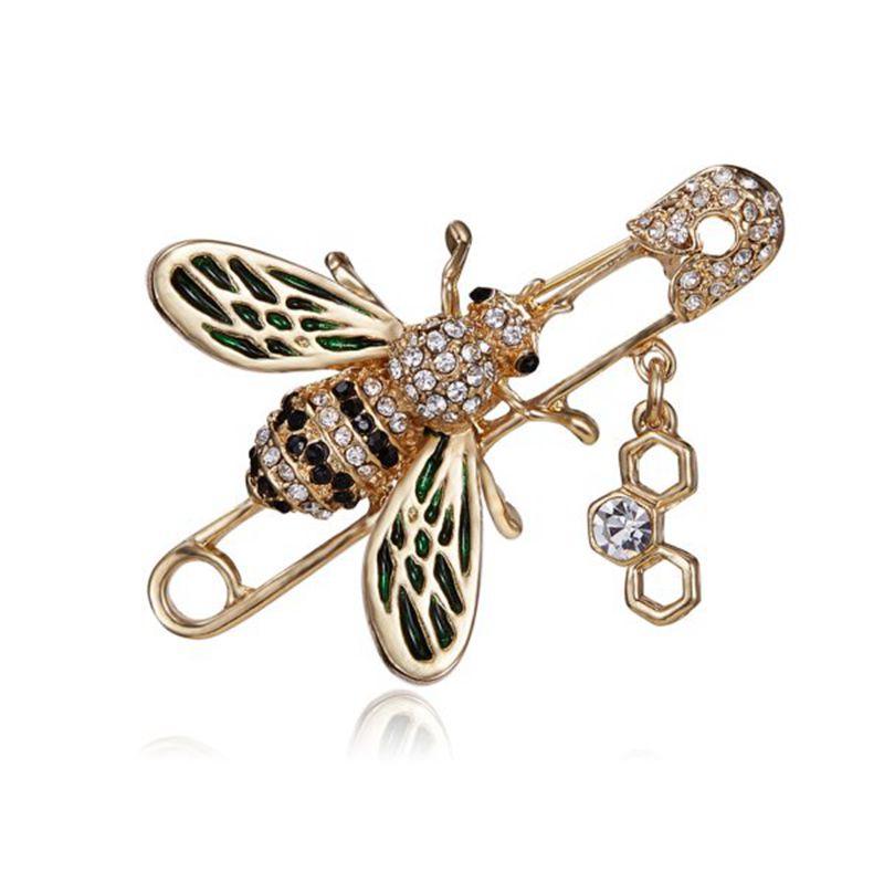 Vintage Fashion Bee Insect Brooch Colorful Enamel Crystal Rhinestone Animal Brooch For Women Men Statement Jewelry