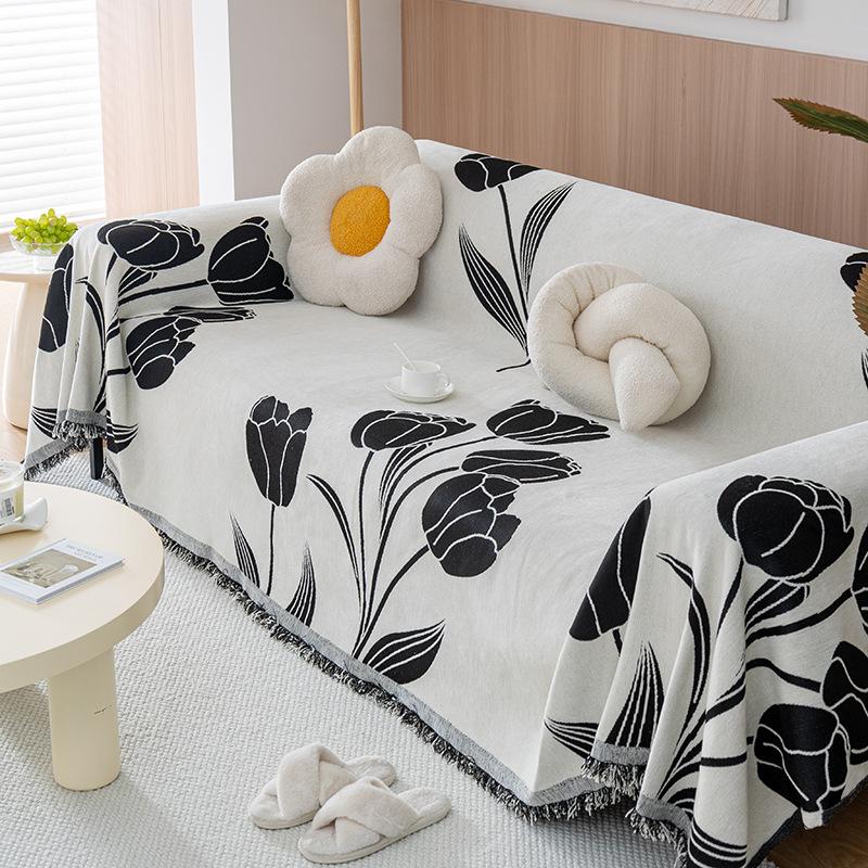 2026 Chenier Full Cover Sofa Towel Four Seasons Universal Tulip Premium Tassel Sofa Cover Towel Anti Cat Scratching Sofa Cover