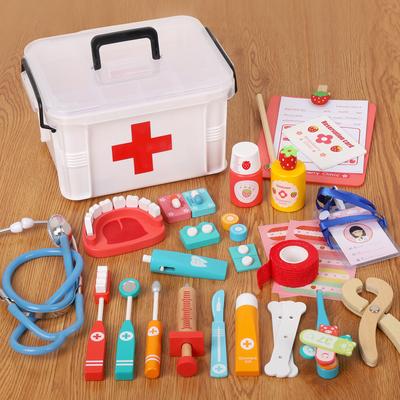 Wooden Children's Simulation Playing House Doctor Nurse Injection Set Boys and Girls Cosplay Stethoscope Toys