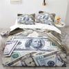 Set Biancheria da Letto Stampato con Dollari 3D Copripiumino Moderno Piumone Vivace 2 3 Pezzi Motivo Matematica Denaro Morbido Divertente Set Letto