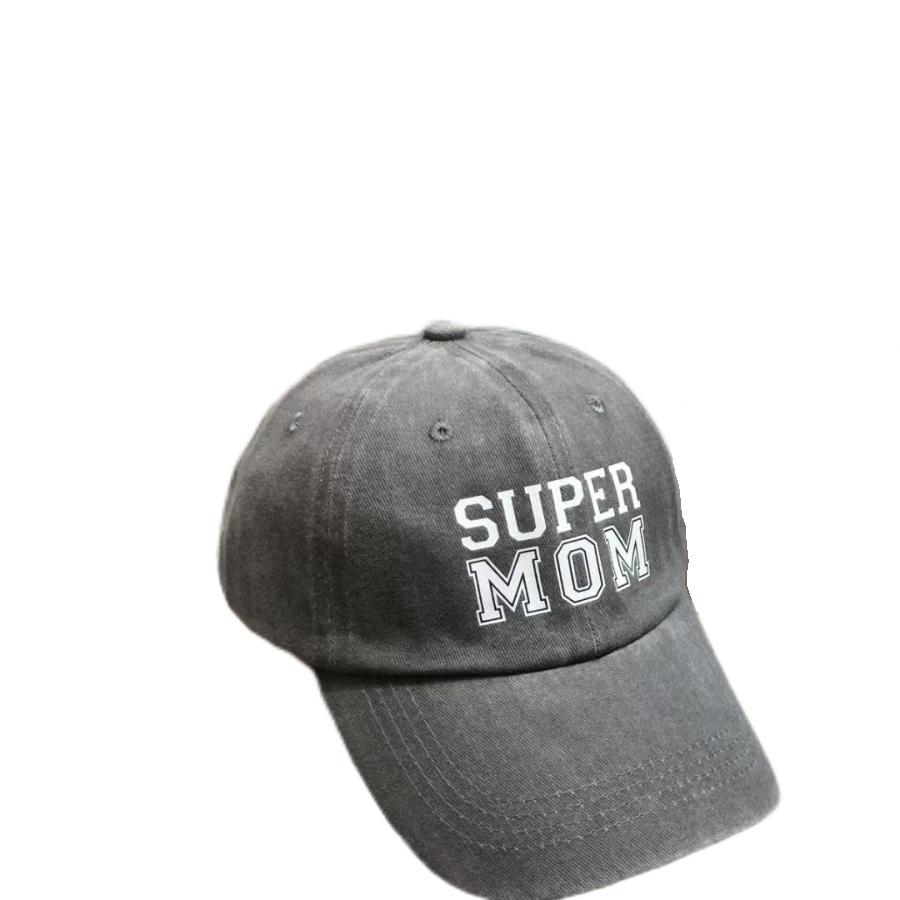 SUPER MOM Letter Embroidery Retro Washed Denim Baseball Cap For Women Mommy Sun Hat Hip Hop Snapback Cap Mother's Day Gift Visor