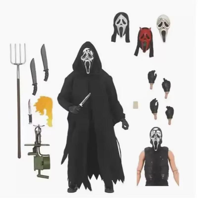 1/10 Scream Ko Ghost Face Killer Articulated Action Figure Model Toy Statue Desktop Ornament Horror Movie Series Halloween Gifts