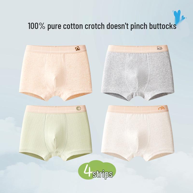 Teen Boys' Pure Cotton Class A Boxer Briefs, Big Size