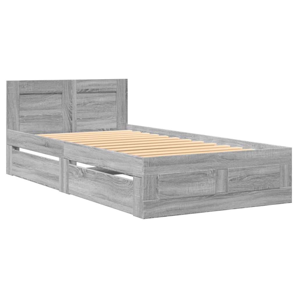 Bed Frame with Headboard Grey Sonoma 75x190 cm Engineered Wood
