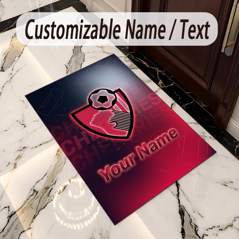 Crystal Velvet Rug Bournemouth Football Print Custom Name Text Floor Mat Home Decor