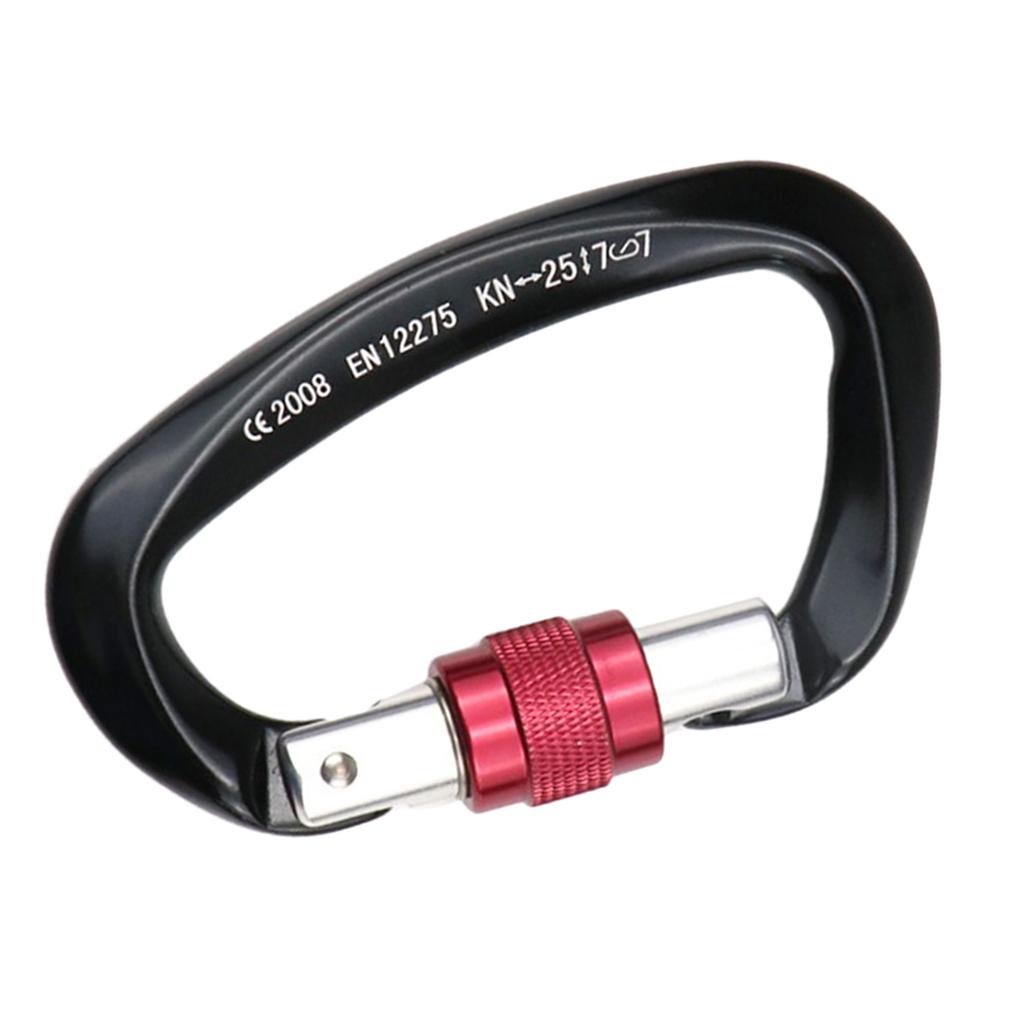 Aviation Aluminum Hammock Safety Carabiner D Type Keychain Buckle Black