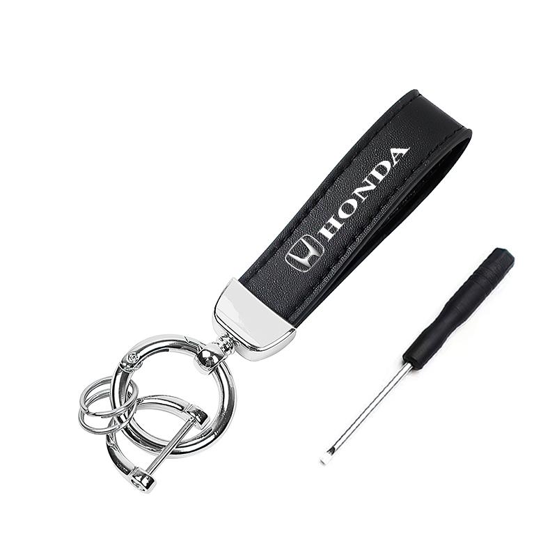 Honda Calfskin Car Keychain Zinc Alloy Auto Keyring Accessories For Honda civic accord fit jazz pilot CRV odyssey passport city OC3
