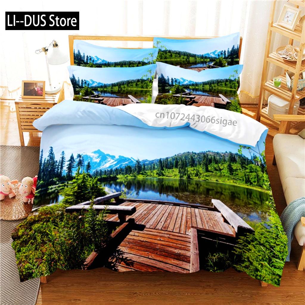 Comforter Beautiful Scenery Bedding Set 3D Bedding Digital Printing Queen Size Bedding Sets Fashion Designs