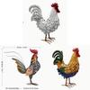 2d Flat Rooster Yard Decor With Iron Flat Figurine For Garden And Patio Celebrations