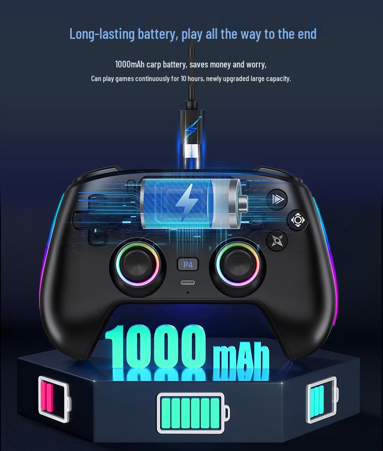 PS4 Wireless Bluetooth Game Controller with Hall Effect Triggers, Magnetic Faceplate, RGB Lights, Dual Vibration, and Six-Axis Gyroscope.