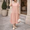 ZANZEA Women Casual Round Neck Solid Color Loose Summer Dress