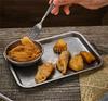 Retro Korean Style Stainless Steel Rectangular square Plate Food Storage Tray Vintage Steak Barbecue Snack Dishes Kitchen tray