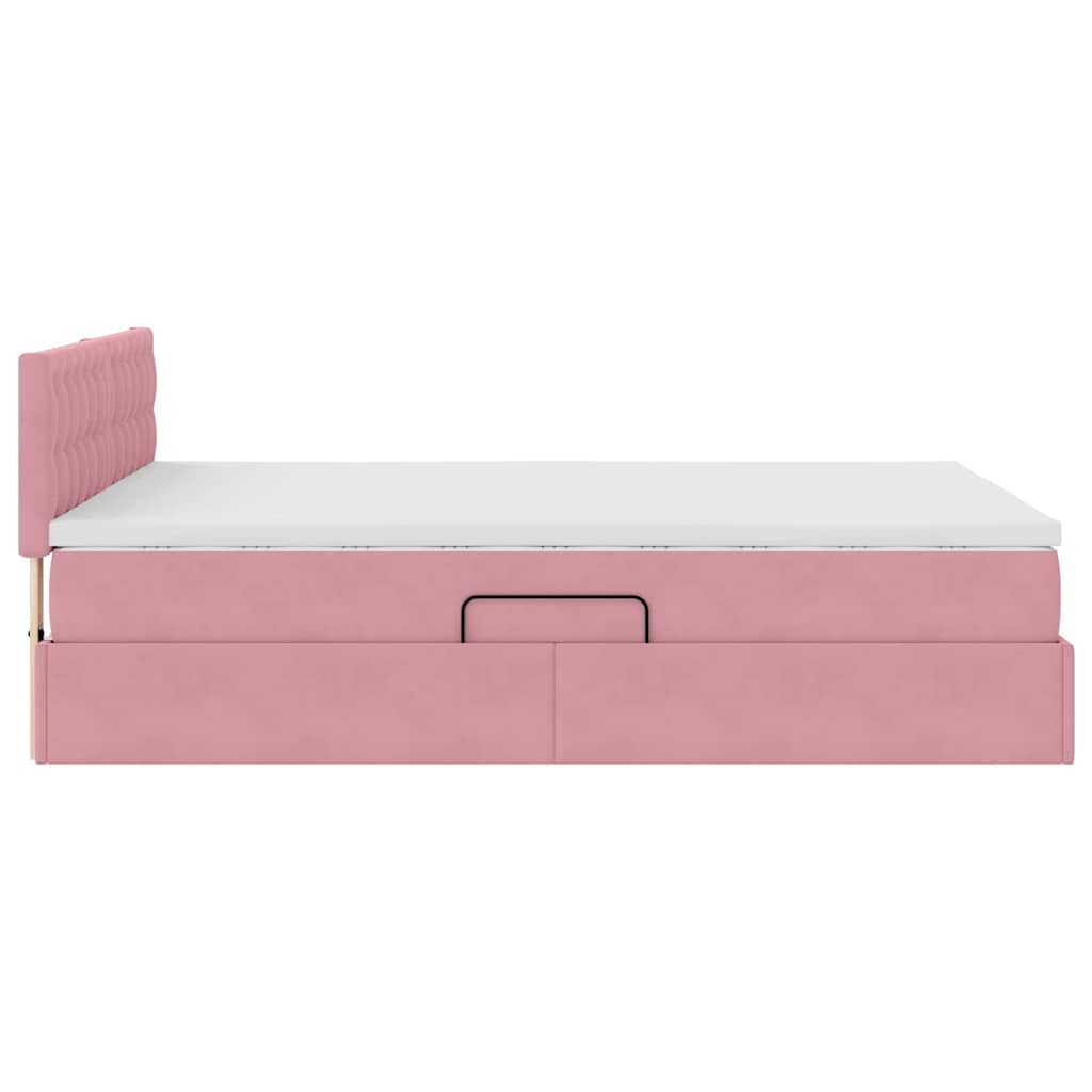 Storage Bed with Mattress Pink 140 X 200 Cm Velvet