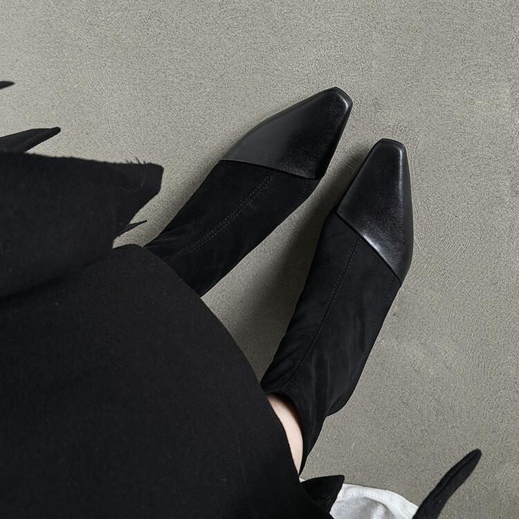 Giant Beauty~ Coarse Heel Short Boots Women's New 2025 Autumn and Winter Suede Boots Square Head Short Boots Design Skinny Women's Boots