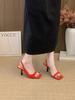 French Temperament Open-toed Sandals Women's Head Simple Word with Skirt Stiletto Empty High Heels
