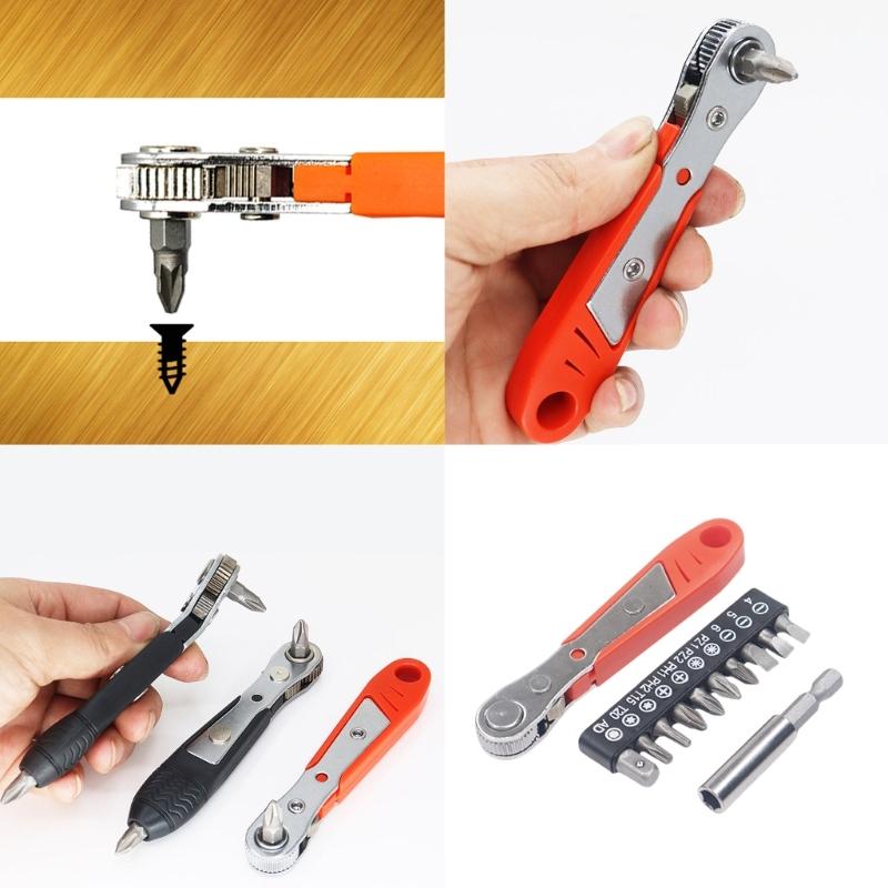 Compact 36 Tooth Ratchet Screwdriver Set with Magnetic Tip Ideal for Home DIY and Professional Repair Tasks