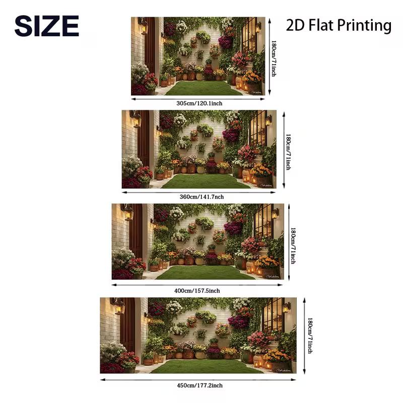 Wandteppich „Bohemian Garden“, Hintergrundstoff mit üppigen Blumen und Laternen, Heimdekoration