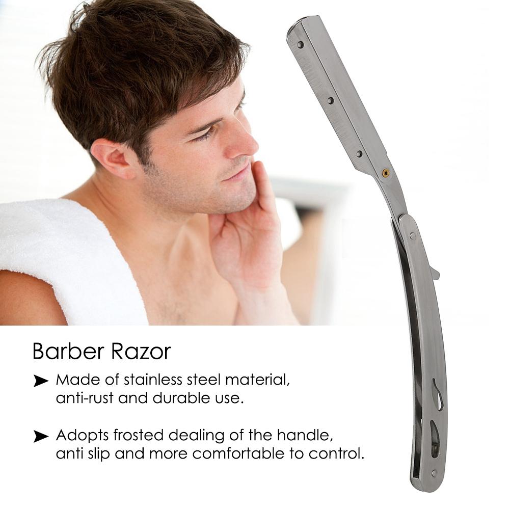Stainless Steel Barber Razor Straight Folding Shaving Knife Replaceable Blade (77)