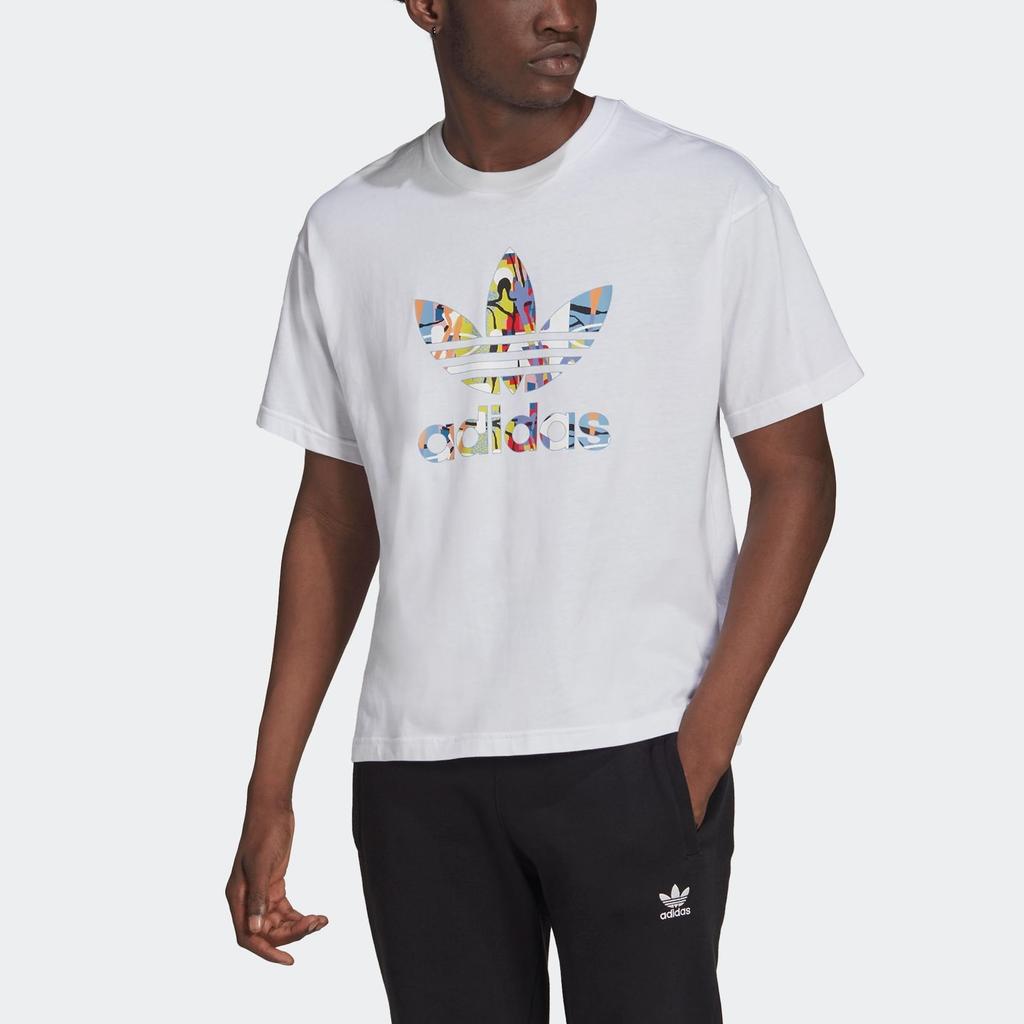Adidas Originals Pure Color Logo Print Sports Short Sleeve T-Shirt Unisex Tops White HE2519