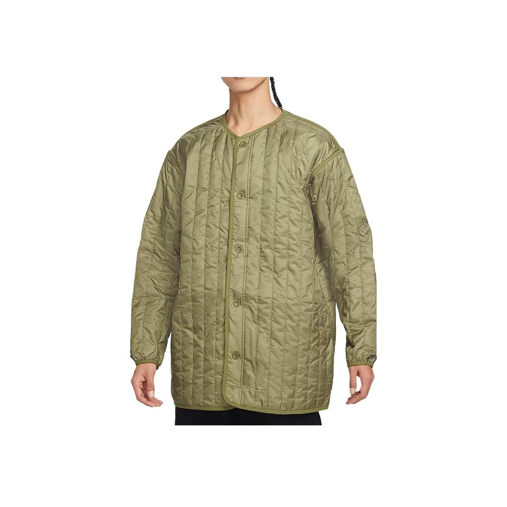 Nike Solid Color Outdoor Sports Mid-Length Hooded Casual Long Sleeve Cotton Jacket Men Jackets Khaki DQ4283-382