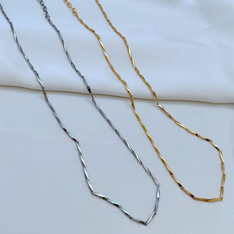 

Minimalist Bamboo Link Women s Necklace - Luxury Cold Style золотой