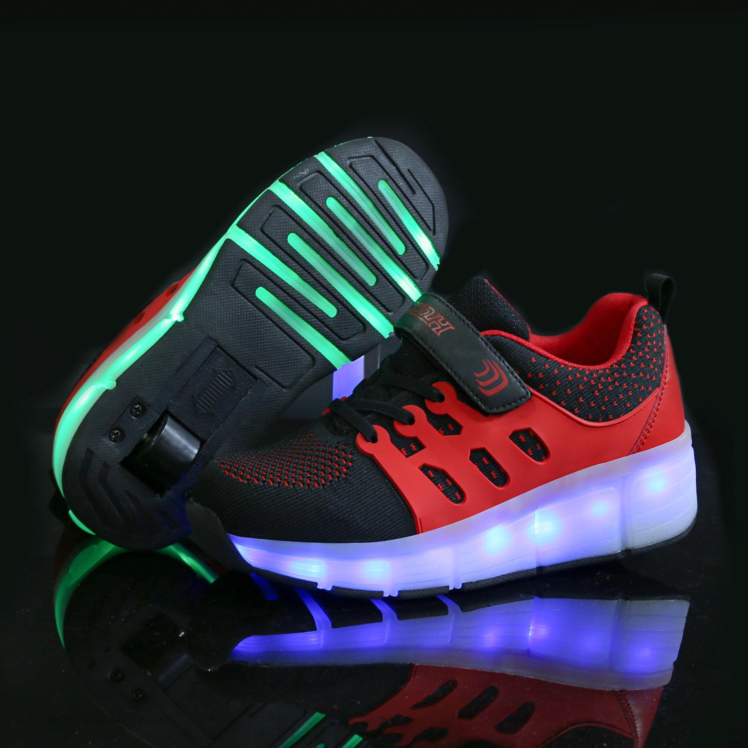 

Кроссовки-ролики 2025 с переключаемой светодиодной подсветкой, детские и взрослые, ультралегкие колесные кроссовки, в наличии 39