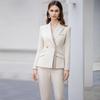 Front Desk Workwear Women's 2024 Elegant Spliced Light Color Suit Jacket for Managers