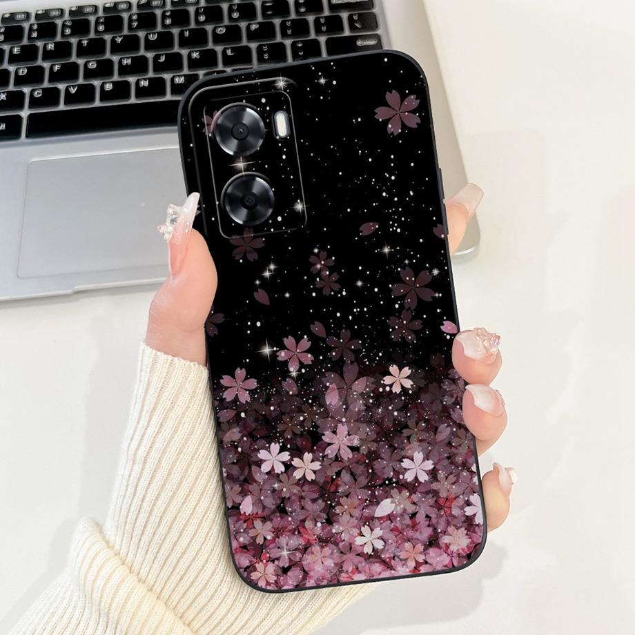 For Oppo A57 A57s A57e A77 A77s 4G Phone Case Oppo A77 5G A56s Back Cover Soft Liquid Silicone Pnada Rabbit Flower Cute Bumper