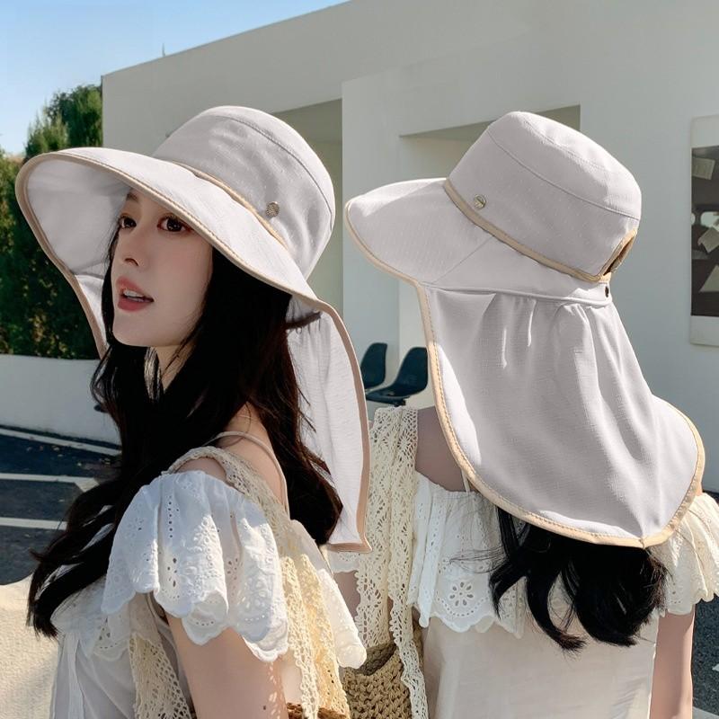 Summer Wide Brim Sun Hat For Women With Breathable Polyester Material For Outdoor Sun Protection