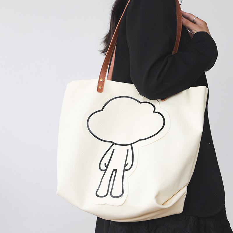 Канвас Сумка Женская Новейшая Японская Креативная Милая Мультяшная Облако Женская Мода Сумка Через Плечо Универсальная Повседневная Студенческая Сумка