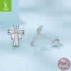 Simple Cross Plain Silver Stud Earrings Personalized Fashion S925 Sterling Silver Stud Earrings