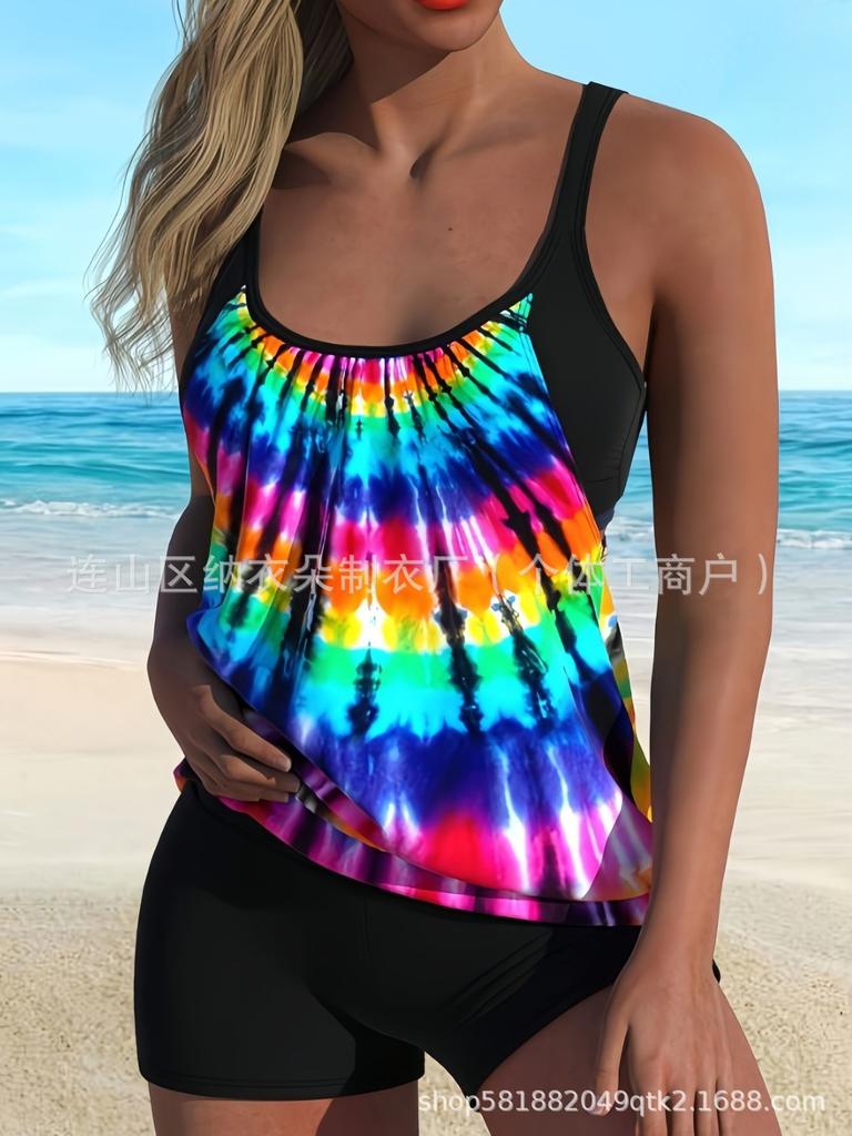 New Seaside Comfortable Tankini Swimsuit Two-piece Women's Print Split Swimsuit