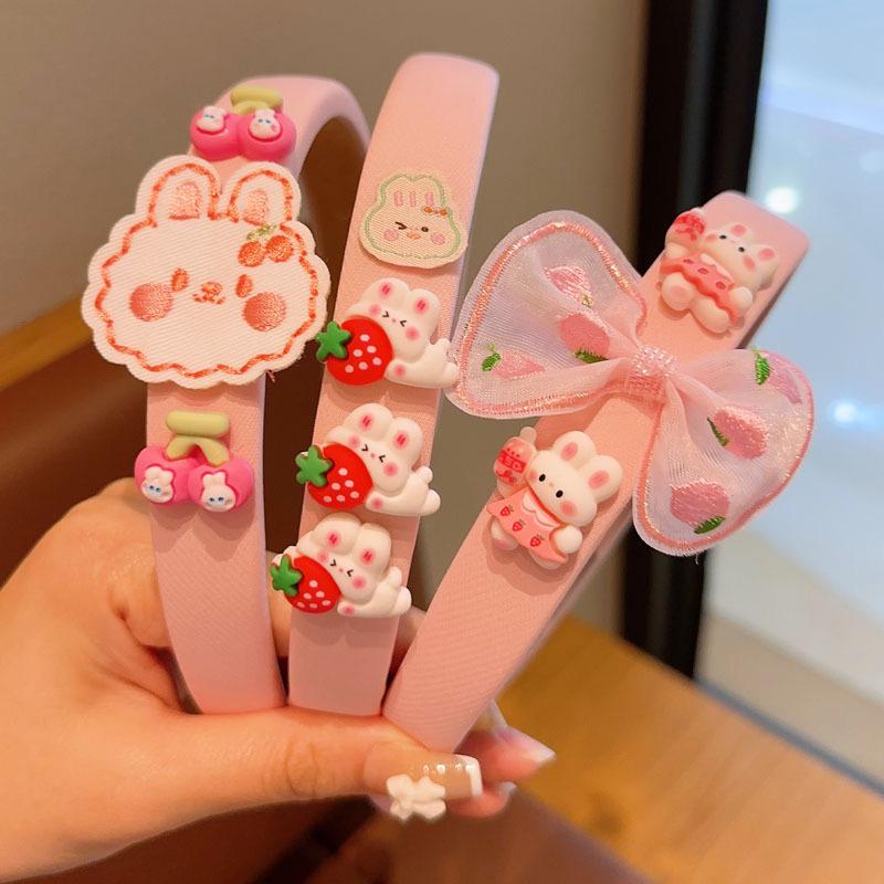 1 fascia per capelli da donna rosa primaverile con faccia di coniglio dei cartoni animati, per lavare il viso, con pompetta, carina, piccola, fresca, con personalità