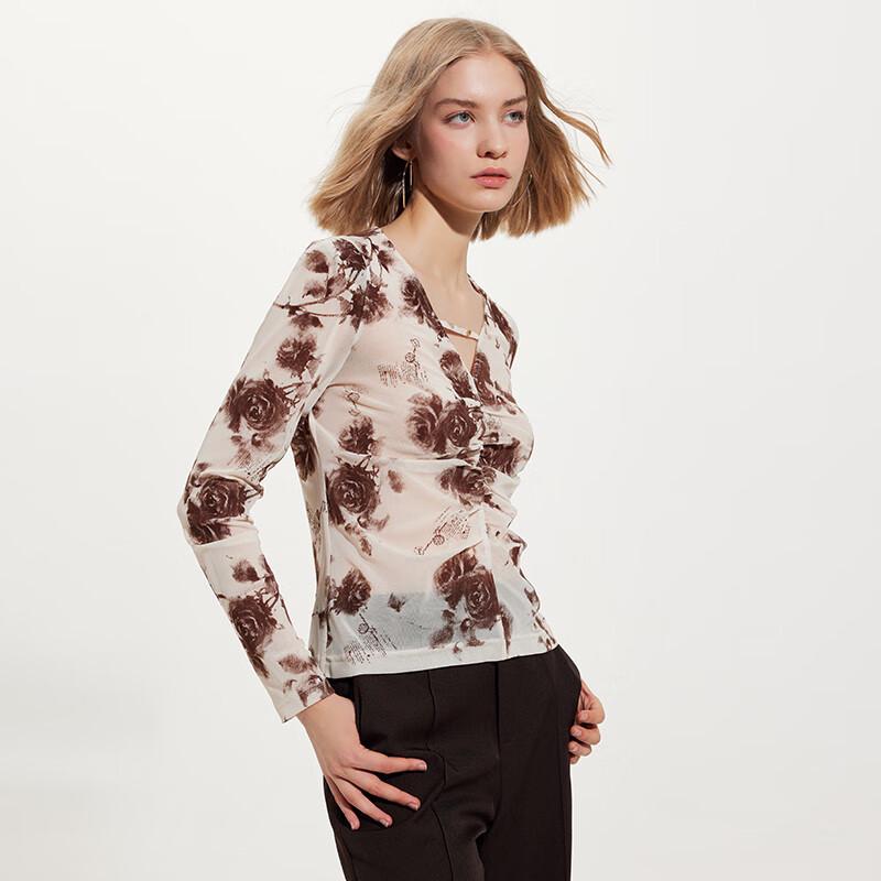 Shetu Women s Chic Floral V-Neck Blouse L